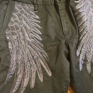 Mihara Yasuhiro W34/32 black angel wing embroidered jeans Y2K rare find